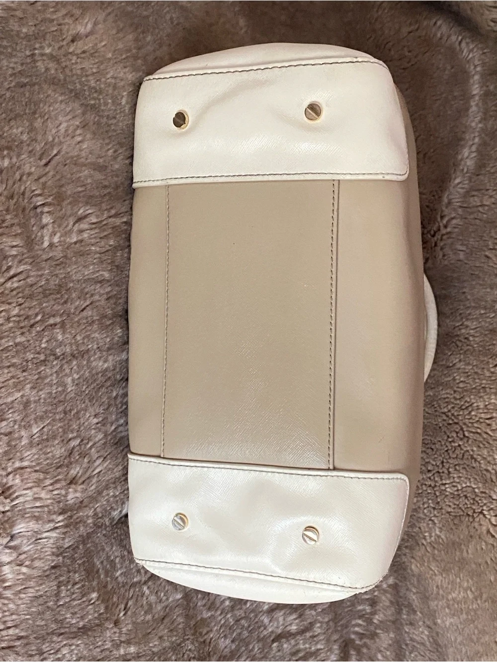 Tory Burch Taupe with Cream Trim Leather Satchel